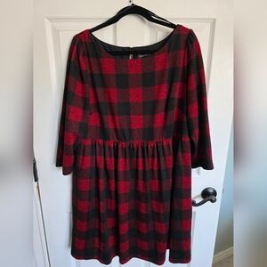 Jessica Howard Red and Black Checkered Dress, Size XL